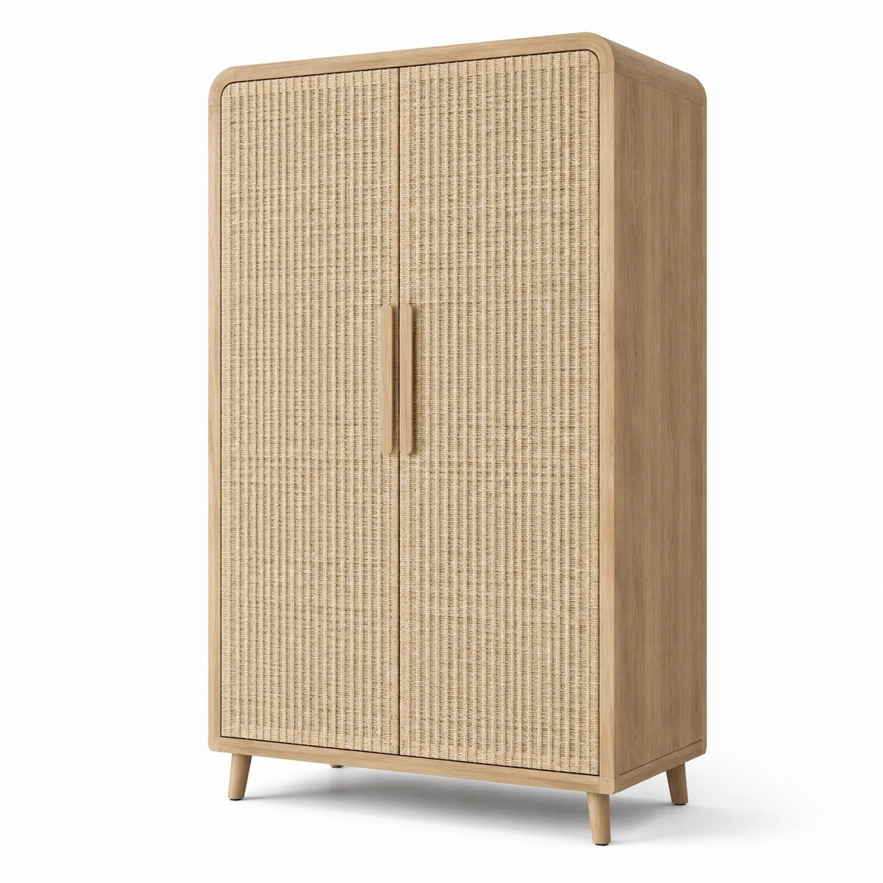 Armoire en bois et rotin 180 cm