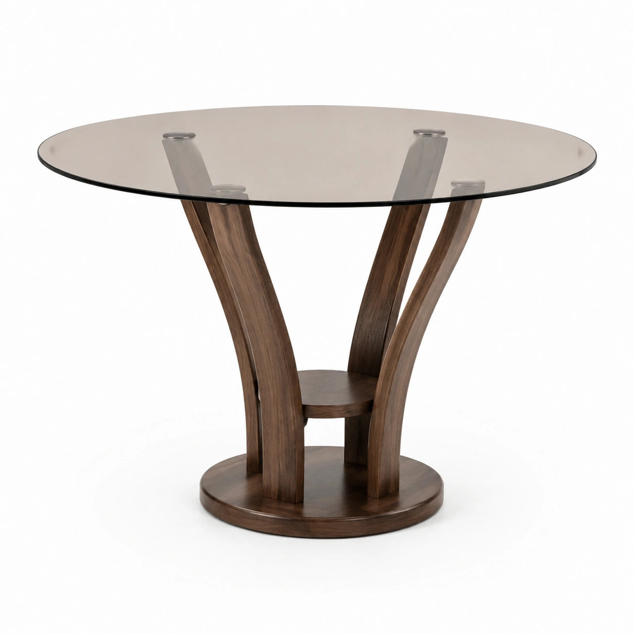 Table ronde en verre bois noyer 120cm