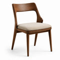 Chaise en bois avec assise en tissu polyester beige