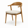 Chaise en bois avec assise en tissu beige