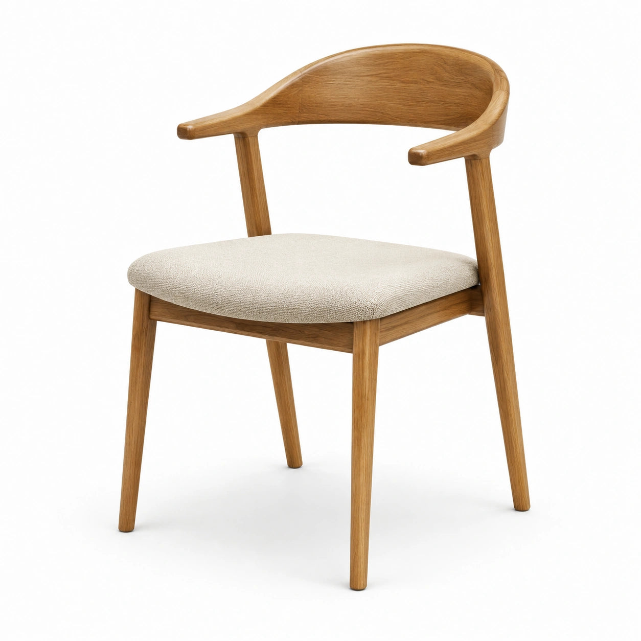 Chaise en bois avec assise en tissu beige