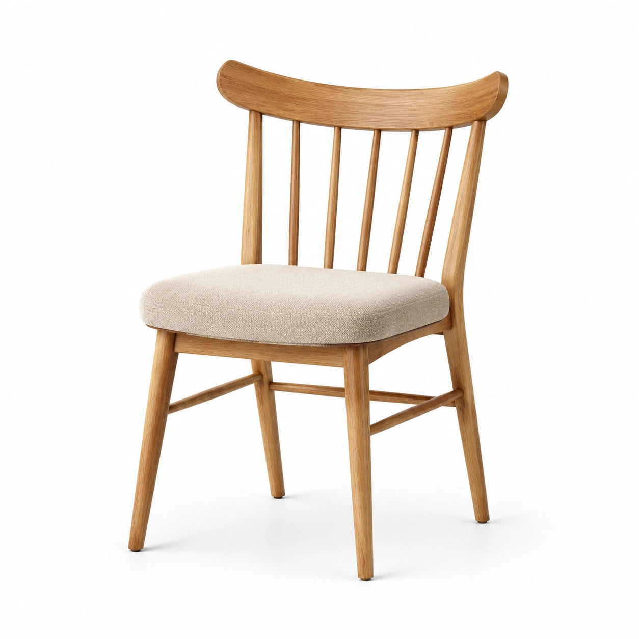 Chaise en bois de chêne avec siège en tissu beige