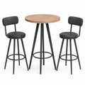 Ensemble table haute en bois et tabourets en métal noir
