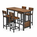 Ensemble table et tabourets en bois et métal marron et noir