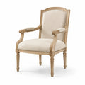 Fauteuil en bois avec revêtement en lin beige