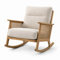 Fauteuil à bascule en bois et lin beige