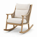 Chaise à bascule en bois de chêne avec coussins en lin beige